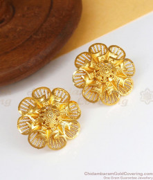 Big Two Gram Gold Stud Earring Flower Design Shop Online ER3375 Big Two Gram Gold Stud Earring Flower Design Shop Online ER3375