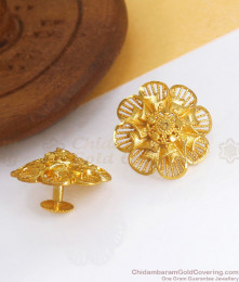 Big Two Gram Gold Stud Earring Flower Design Shop Online ER3375 Big Two Gram Gold Stud Earring Flower Design Shop Online ER3375