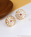 Pure Impon 5 Metal Stud Earring Medium Size Gati Stone Jewelry ER3377