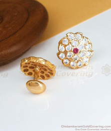 Pure Impon 5 Metal Stud Earring Medium Size Gati Stone Jewelry ER3377 Pure Impon 5 Metal Stud Earring Medium Size Gati Stone Jewelry ER3377