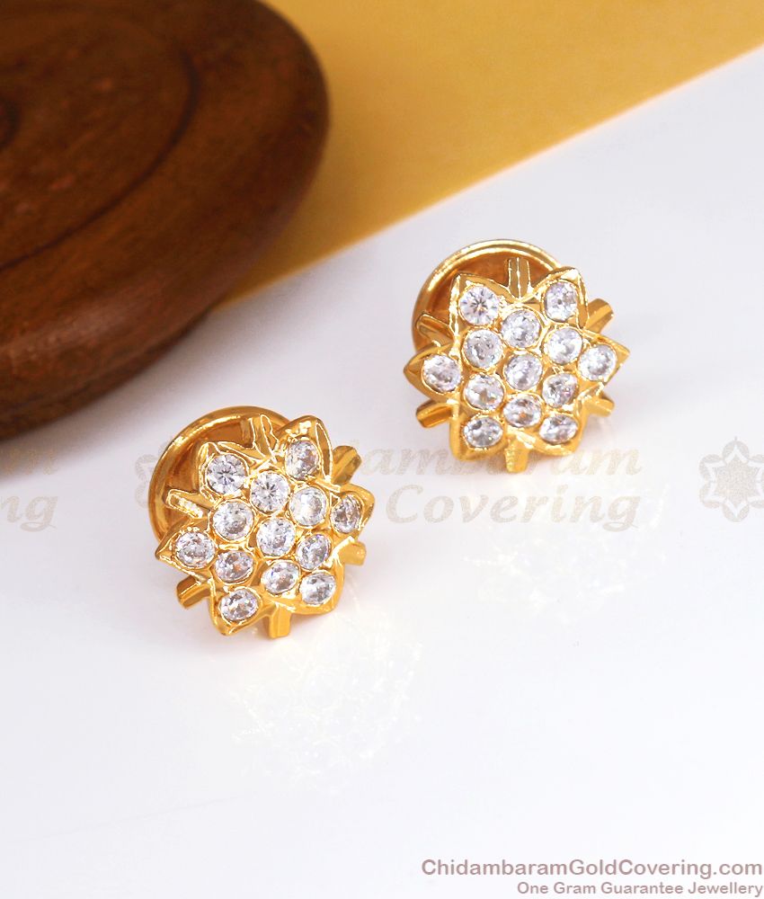 White Stone Impon Stud Earring Shop Online ER3384