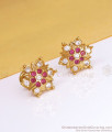 Real Impon Gold Stud Earring Ruby White Stone Gati Jewelry ER3387