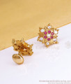 Real Impon Gold Stud Earring Ruby White Stone Gati Jewelry ER3387