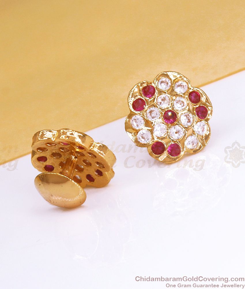 Pure Impon Stud Ruby White Stone Earring Shop Online ER3390