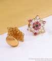 South Indian 5 Metal Earring Multi Stone Stud Collection ER3393