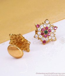 South Indian 5 Metal Earring Multi Stone Stud Collection ER3393 South Indian 5 Metal Earring Multi Stone Stud Collection ER3393