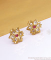 New Impon Gold Plated Stud Earring White Ruby Stone ER3394