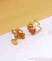 Cute Heart Petals Gold Stud Earring Ruby Stone Design ER3406