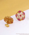 Party Wear Gold Plated Stud Ruby White Stone Earring ER3408