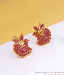 One Gram Gold Stud Red Apple Design ER3409 One Gram Gold Stud Red Apple Design ER3409