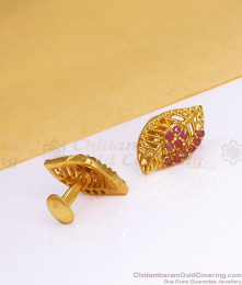 One Gram Gold Plated Studs Leaf Pattern Earring ER3410 One Gram Gold Plated Studs Leaf Pattern Earring ER3410