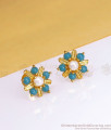 Aqua Blue Beads Gold Stud Shop Online ER3411