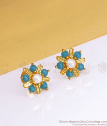 Aqua Blue Beads Gold Stud Shop Online ER3411 Aqua Blue Beads Gold Stud Shop Online ER3411