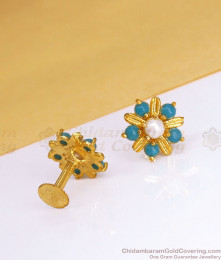 Aqua Blue Beads Gold Stud Shop Online ER3411 Aqua Blue Beads Gold Stud Shop Online ER3411