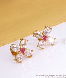 Beautiful Gold Imitation Studs White Ruby Stone ER3413 Beautiful Gold Imitation Studs White Ruby Stone ER3413