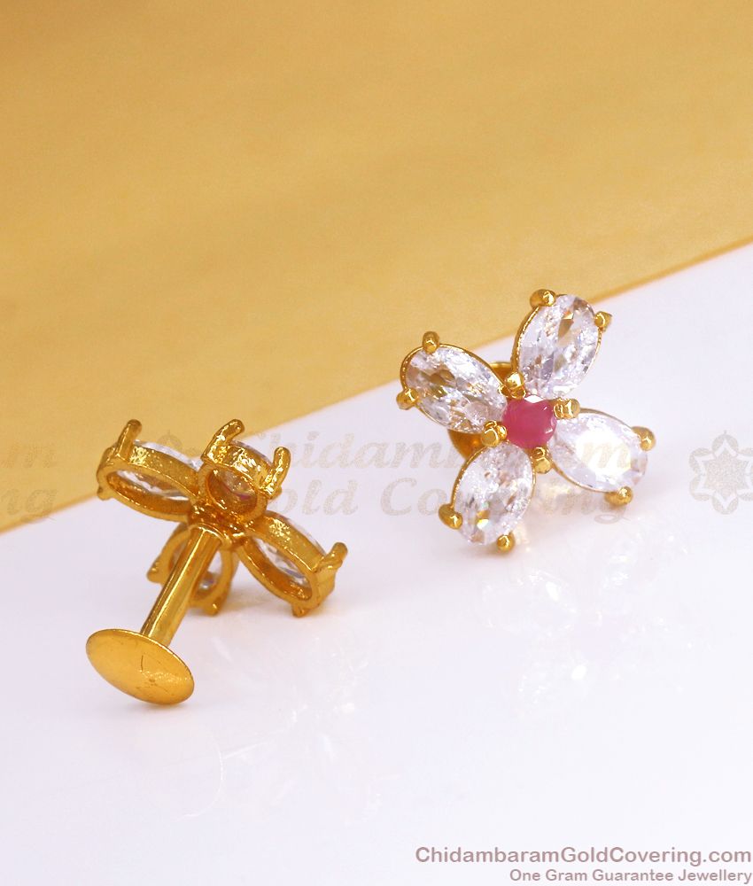 Beautiful Gold Imitation Studs White Ruby Stone ER3413