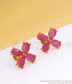 Ruby Stone Floral Design Gold Studs ER3414