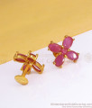 Ruby Stone Floral Design Gold Studs ER3414