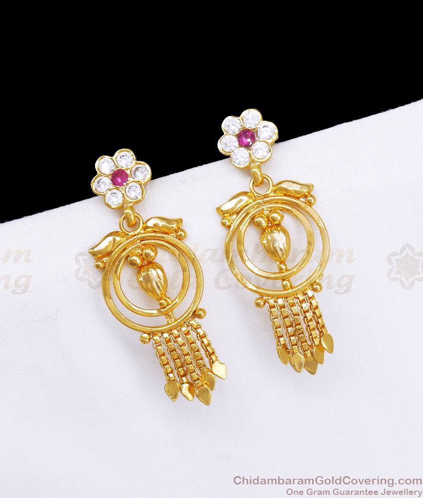 Daily Wear Panchaloha Dangler Earring Gati Stone Design ER3417