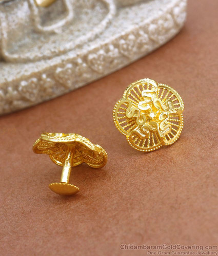 Kumkum Gold Stud Earring Online Jewellery Shopping India | Dishis Designer  Jewellery