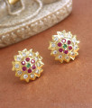 Real Impon Gold Big Stud Earring Emerald Stone Collections ER3430