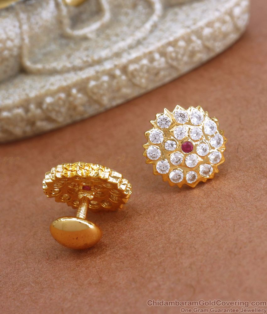 Traditional Impon Stud Earring White Gati Stone Collection ER3432