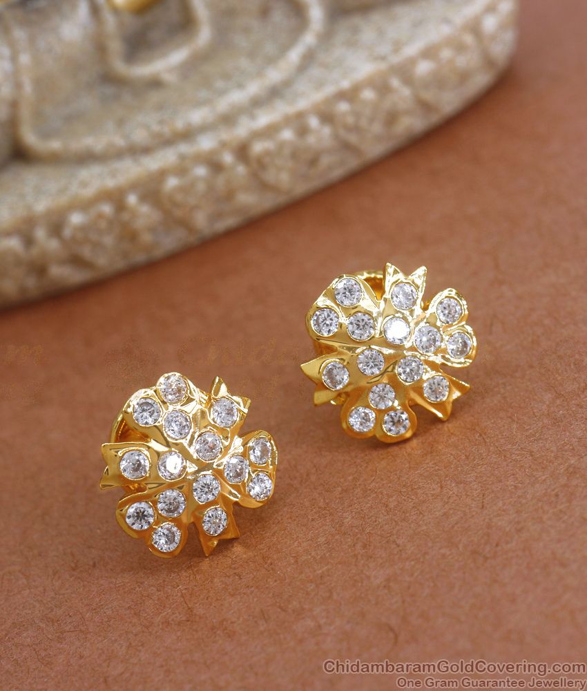 Full White Stone Stud Earring 5 Metal Jewelry Collections ER3435