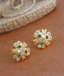 Emerald White Gati Stone Stud Earring Shop Online ER3437