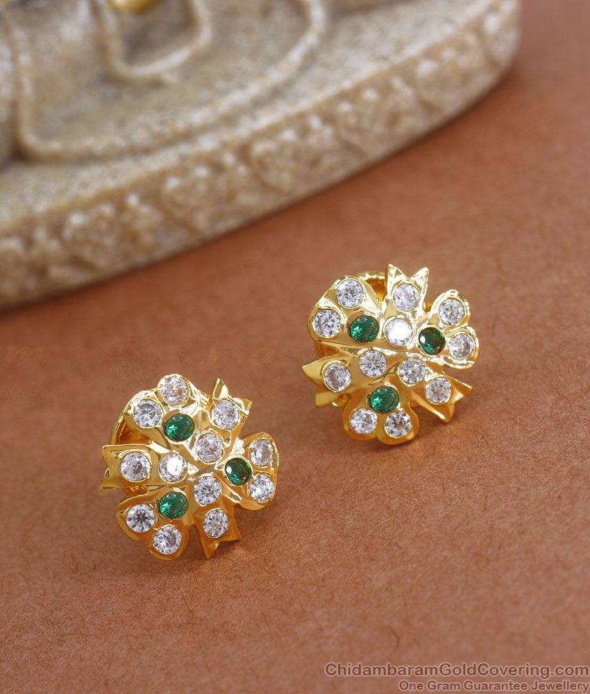 Emerald White Gati Stone Stud Earring Shop Online ER3437