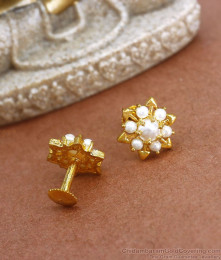Gold Plated White Pearls Stud Earring Daily Wear Collection ER3440 Gold Plated White Pearls Stud Earring Daily Wear Collection ER3440