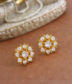 Stunning White Diamond Stone Stud Earring Floral Design ER3441