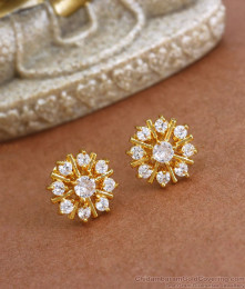 Stunning White Diamond Stone Stud Earring Floral Design ER3441 Stunning White Diamond Stone Stud Earring Floral Design ER3441