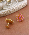 Floral Full Ruby Stone Gold Stud Earring Shop Online College Use ER3442