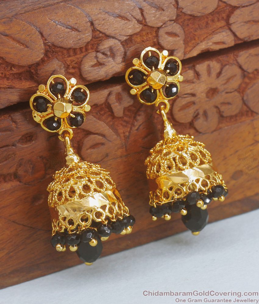 Buy Black Beaded Gold Jhumki Earring Online ER3447