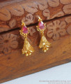Daily Wear Gold Imitation Jhumki Earring Ruby Stone Tulip Design ER3453