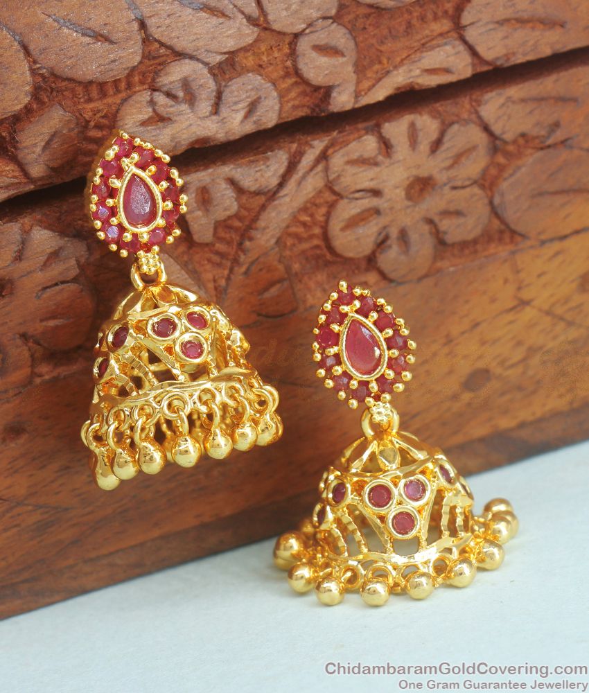 Buy The Luxor Gold Plated Temple South Indian Jhumka Earrings for Women and  Girls Kempu Stone Jhumki Traditional Jewellery (ER3132) at Amazon.in