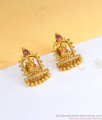 1 Gram Gold Earring Lakshmi Design Full Ruby Stud Collection ER3475