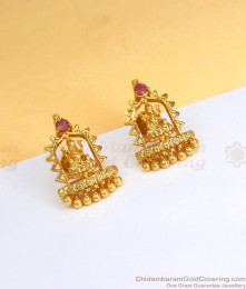 1 Gram Gold Earring Lakshmi Design Full Ruby Stud Collection ER3475