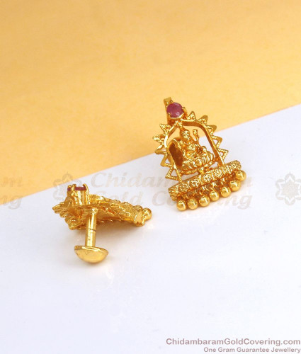 Gram Gold Earring Lakshmi Design Full Ruby Stud Collection ER3475