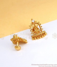 1 Gram Gold Earring Lakshmi Design Full Ruby Stud Collection ER3476