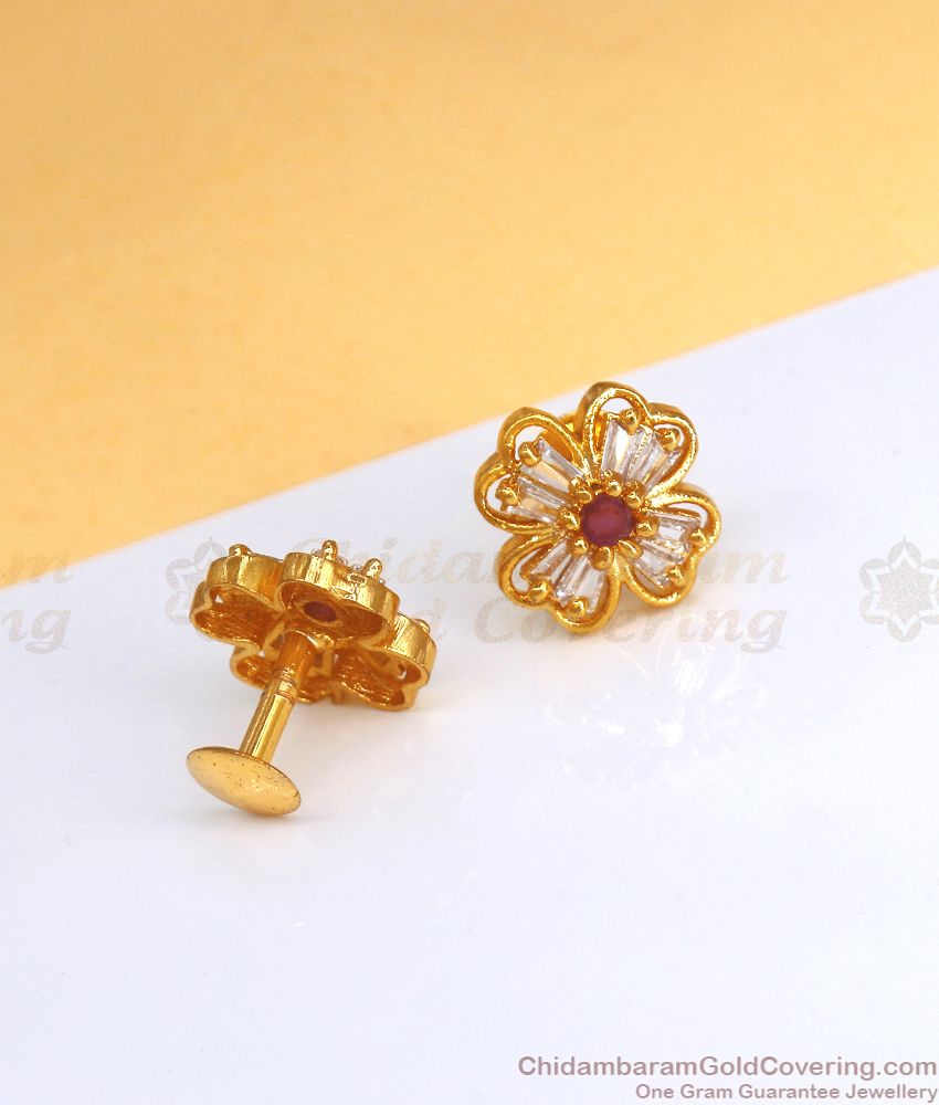 Beautiful One Gram Gold Earring Flower Stud Collection ER3477 Beautiful One Gram Gold Earring Flower Stud Collection ER3477