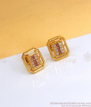 Handcrafted Square Stud One Gram Gold CZ Stone Earring Collections ER3480