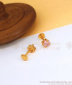 Single Pastel Pink Crystal Stone Gold Stud Earring Office Wear ER3481