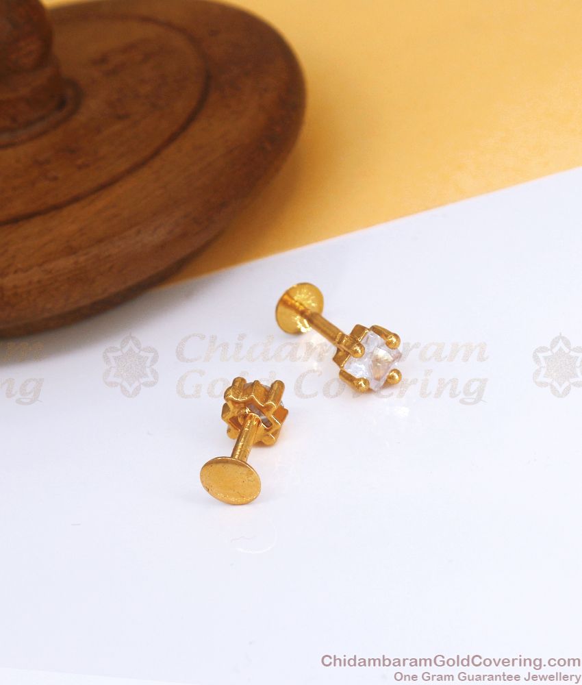  White Zircon Stone Gold Stud For Office Wear ER3482