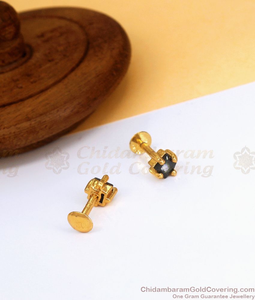 Black Zircon Stone Gold Plated Stud Design ER3483