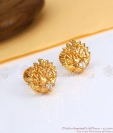 Cute Peacock Gold Plated Stud With White Stone ER3487 Cute Peacock Gold Plated Stud With White Stone ER3487