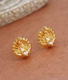 Cute Peacock Gold Plated Stud With White Stone ER3487 Cute Peacock Gold Plated Stud With White Stone ER3487