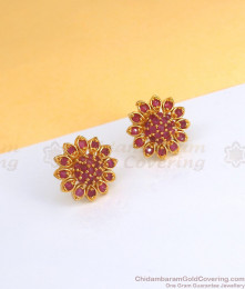 Full Ruby Stone Floral Gold Stud Shop Online ER3488 Full Ruby Stone Floral Gold Stud Shop Online ER3488