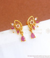 Ruby White Stone Floral Gold Imitation Stud Earring Shop Online ER3494