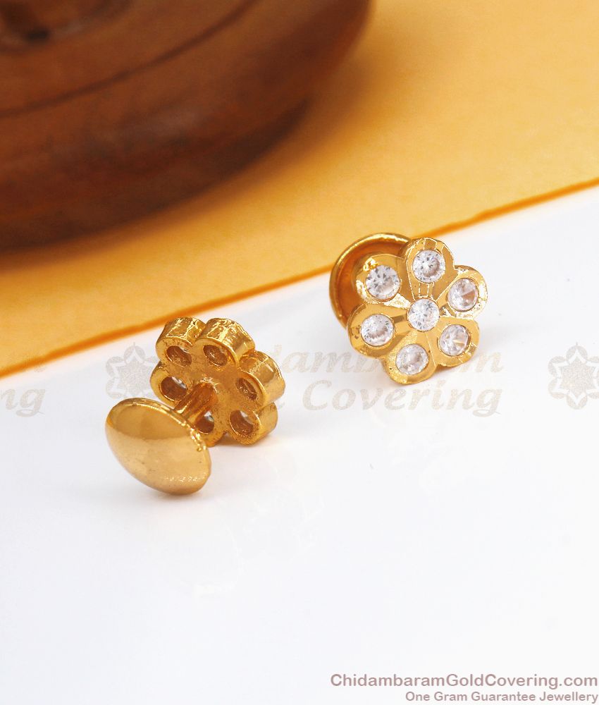 5 Metal Panchaloha Stud Small Flower Design ER3509